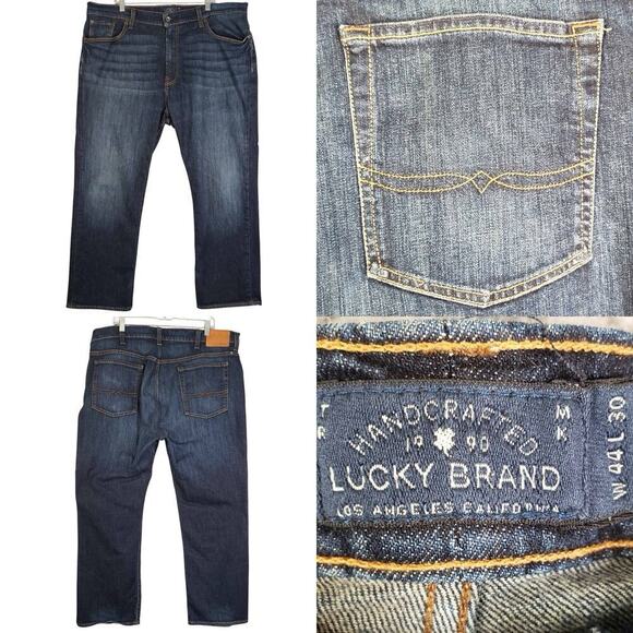 Lucky Brand Jeans Men's 44x30 Relaxed Straight Leg 181 Medium Wash Stretch - Picture 1 of 13
